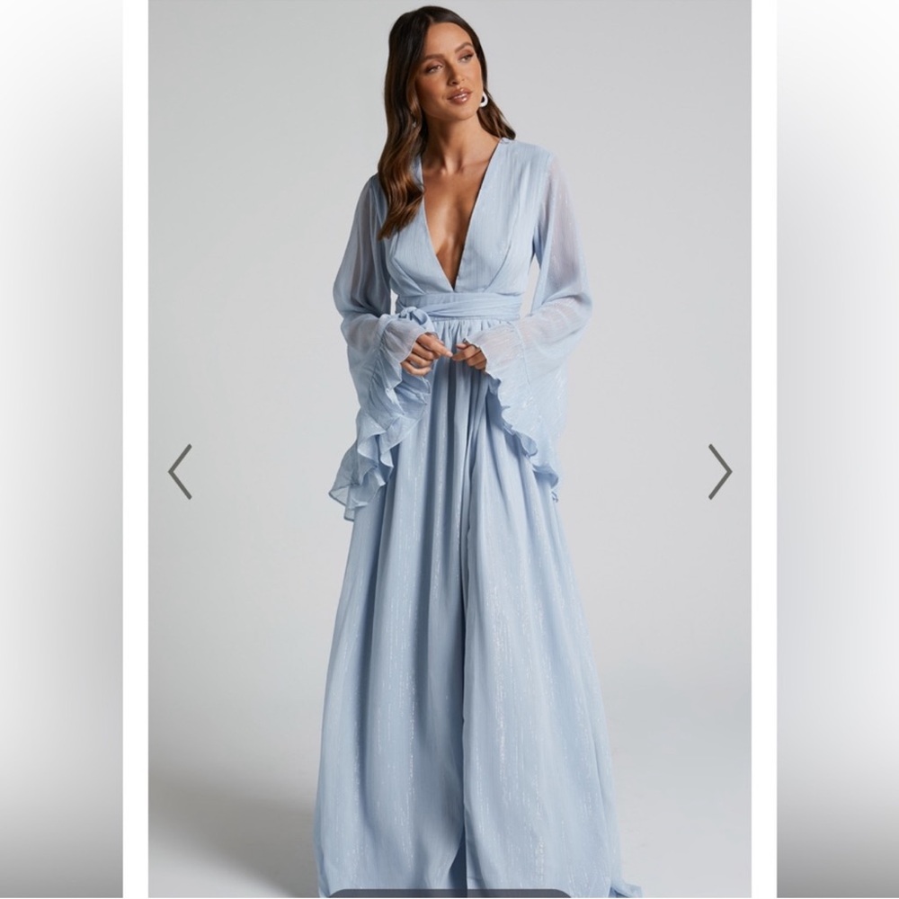 ShowPo Light Blue Shimmer Dangerous Woman Maxi Dress